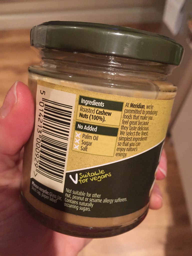 Meridian Smooth Cashew Butter - Ingredients