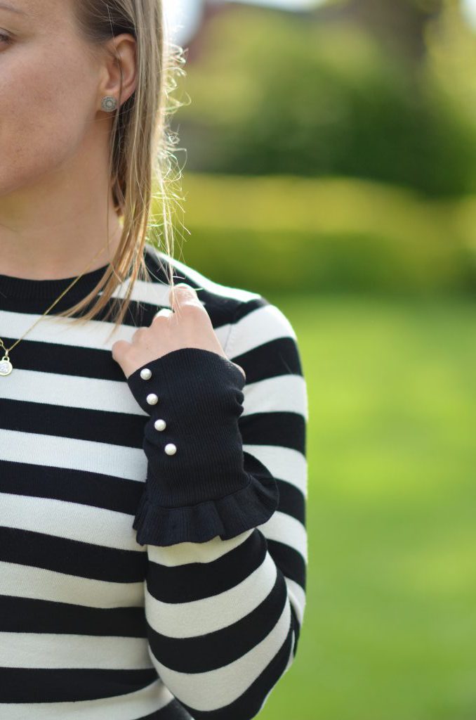 stripes and pearl details