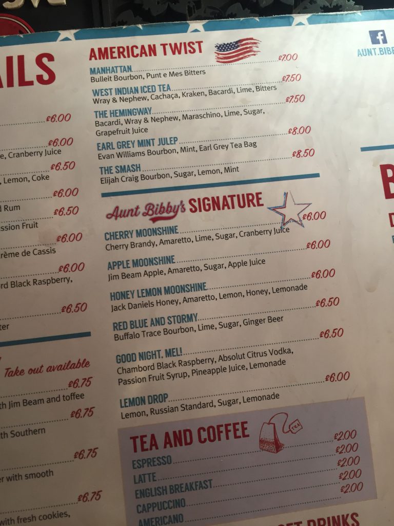 Aunt Bibby's Cocktail Menu - What's On in Hull